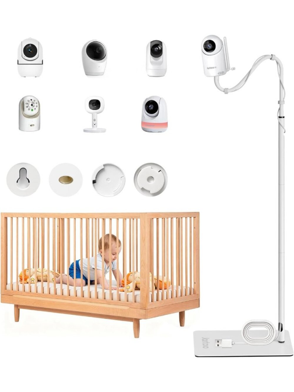 Adjustable Baby Monitor Floor Stand Holder - Compatible with HelloBaby, Momcozy
